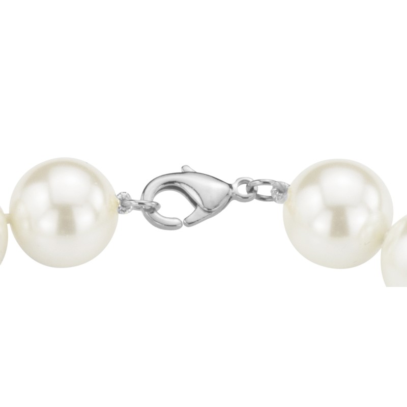 Traveller Pearl-Necklace - White - 14 mm - 45 cm - Platinum Plated