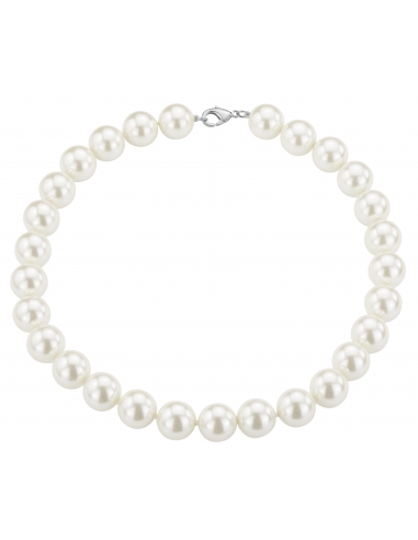 Traveller Pearl-Necklace - White - 14 mm - 45 cm - Platinum Plated -740445