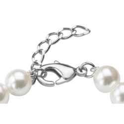 Traveller Pearl Bracelet - Pearls - White - 8 mm - Silver Coloured - Platinum Plated -18+3 cm