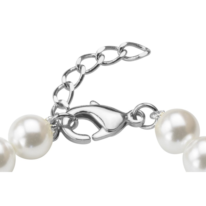 Traveller Pearl-Bracelet - White - 8 mm - 18 cm - Platinum Plated -740818
