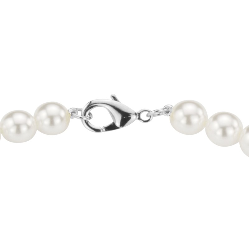 Traveller Perl-Collier - Weiss - 8 mm - 45 cm - Platiniert -740845
