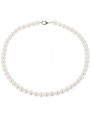 Traveller Pearl-Necklace - White - 8 mm - 45 cm - Platinum Plated -740845