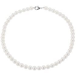 Traveller Parelketting - Wit - 8 mm - 60 cm - Geplatineerd - 740860