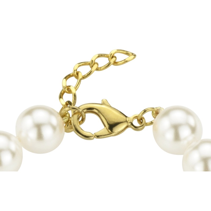 Traveller Pearl Bracelet - Pearls - White - 10 mm - Gold Plated - 18+3cm
