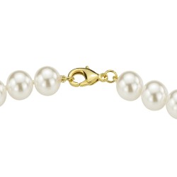 Traveller Pearl-Necklace - White - 10 mm - 42 cm - Gold Plated