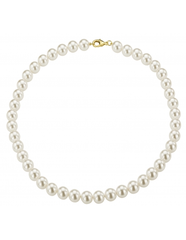 Traveller Pearl-Necklace - White - 10 mm - 50 cm - Gold Plated -741150