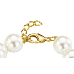 Traveller Perl-Armband - Weiss - 12 mm - 19 cm - Vergoldet -741219