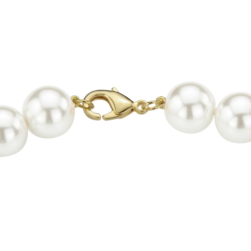 Traveller Pearl-Necklace - White - 12 mm - 50 cm - Gold Plated