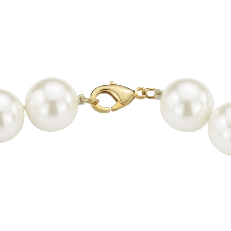 Traveller Necklace - Pearls - White - 14 mm - 45 cm - Gold Plated