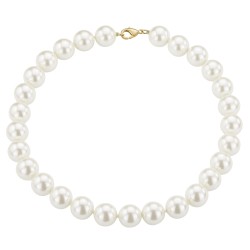 Traveller Necklace - Perlen - Weiss - 14 mm - 45 cm - Vergoldet