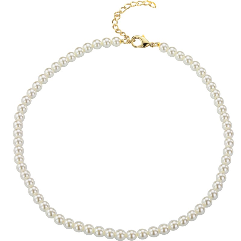 Traveller Parelketting - Wit - 6 mm - 40-45 cm - Verguld - 741640