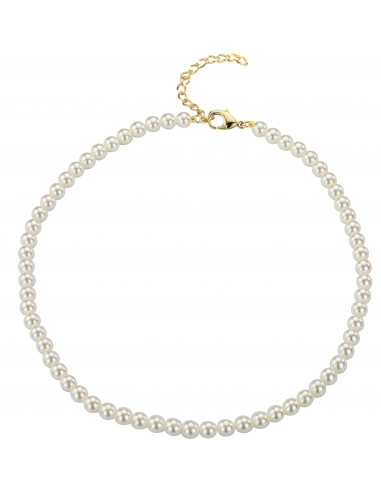 Traveller Pearl-Necklace - White - 6 mm - 40-45 cm - Gold Plated -741640
