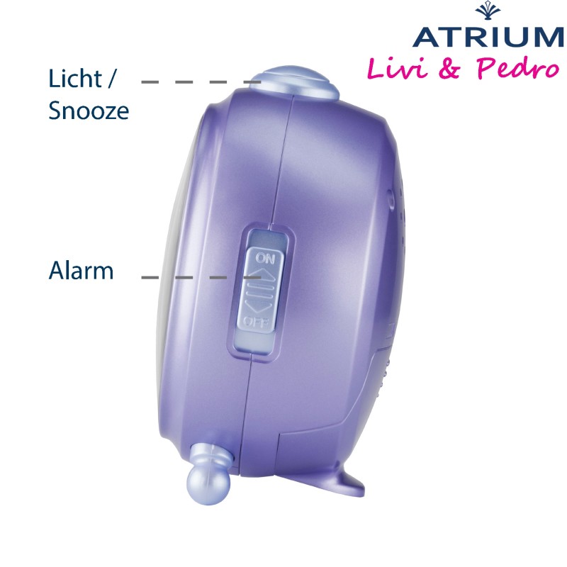 ATRIUM Children's Alarm Clock - Alpacas - Lilac - Silent Alarm Clock - Uplifting Beep Tone - Alarm & Snooze