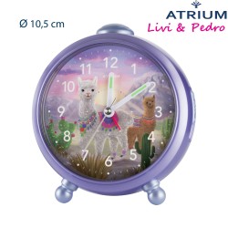 ATRIUM Children's Alarm Clock - Alpacas - Lilac - Silent Alarm Clock - Uplifting Beep Tone - Alarm & Snooze
