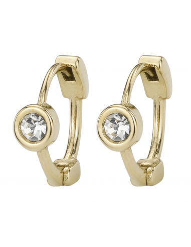Traveller Hoop earrings - Stainless steel gold plated - Zirkonia - 12 mm -181165