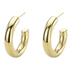 Traveller Hoop Earrings - Gold Plated - Stainless Steel - 25 mm - 181169