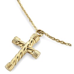 Traveller Collier mit Urnenanhänger - Aschenanhänger - 35x23mm - Goldfarbe - Kreuz - Edelstahl - 50-55cm