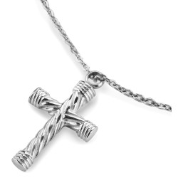 Traveller Collier mit Urnenanhänger - Aschenanhänger - 35x23mm - Silberfarbe - Kreuz - Edelstahl - 50-55cm