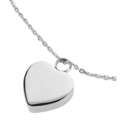 Traveller Dames Ketting met Urnhanger - Askoker - 2x2cm - Zilverkleurig - Hart - Edelstaal - 45-50cm - 181175