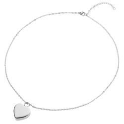 Traveller Necklace with Urn Pendant - Ash Pendant - 2x2cm - Silver Coloured - Heart - Stainless Steel - 45-50cm - 181175