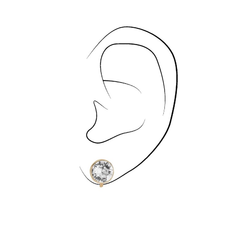 Traveller Clip-on Earrings - Gold coloured - Preciosa Crystal - Gold Plated - 10 mm - 155990