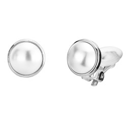 Traveller Clip Oorbellen - Parels - 10 mm - Wit - Zilverkleurig - Geplatineerd