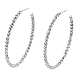 Traveller Hoop Earrings - Stainless Steel -Swirled Design - 50x3mm - 182037