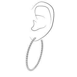 Traveller Hoop Earrings - Stainless Steel -Swirled Design - 50x3mm