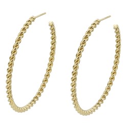 Traveller Hoop Earrings - Gold Plated - Stainless Steel - Swirled Design - 50x3mm