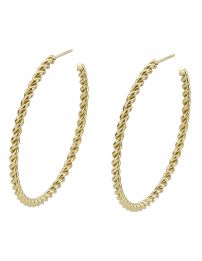 Traveller Hoop earrings - Stainless steel gold plated - tweisted - 50 mm -...