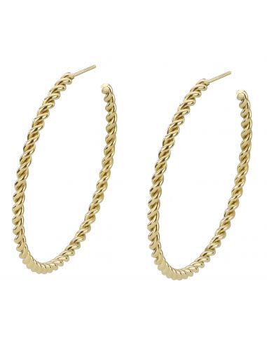 Traveller Hoop earrings - Stainless steel gold plated - tweisted - 50 mm - 182038