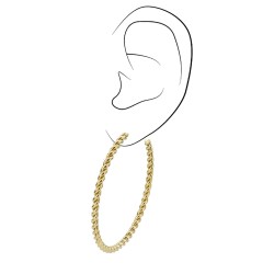 Traveller Hoop Earrings - Gold Plated - Stainless Steel - Swirled Design - 50x3mm