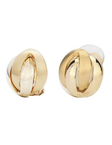 Traveller Clip-on earrings - 22ct Gold plated - Matt/ shiny - Knot - Gold-coloured - 15 mm - 157159