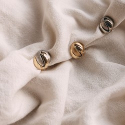 Traveller Ohrclips - 22kt Vergoldet & Platiniert - Matt/glänzend - Knopf - Bicolor - 15 mm