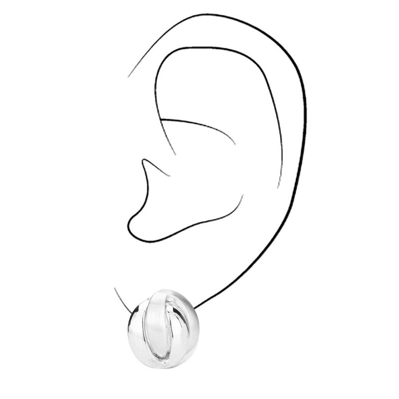 Traveller Clip Oorbellen - Geplatineerd - Mat/ Glanzend - Knoop - Zilverkleurig - 15 mm - 157160