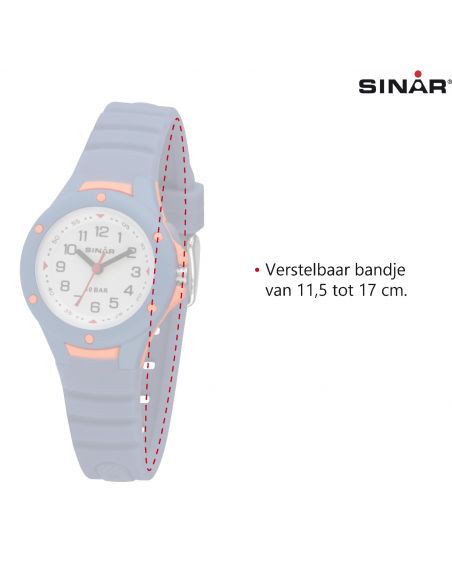 SINAR Analoog Horloge - 27 mm - 11,5-17 cm - Blauw/Oranje - XB-17-2