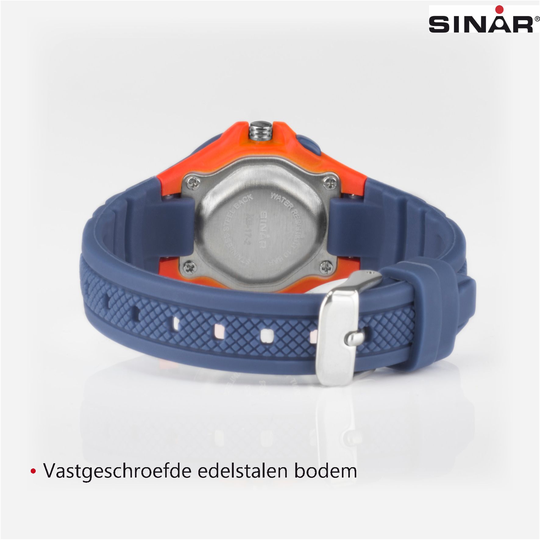 SINAR Analoog Horloge - 27 mm - 11,5-17 cm - Blauw/Oranje - XB-17-2