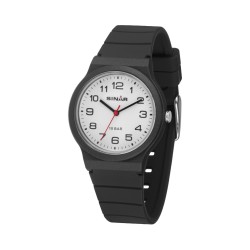SINAR Horloge - Zwart - Analoog - 34 mm - 10 Bar - Verstelbaar Bandje 13-18 cm