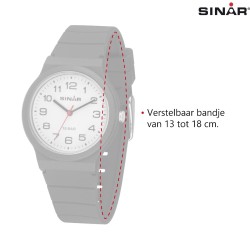 SINAR Horloge - Zwart - Analoog - 34 mm - 10 Bar - Verstelbaar Bandje 13-18 cm