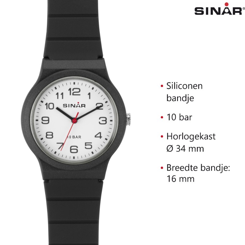 SINAR Analoog Horloge - 34 mm - 13-18 cm - Zwart - XB-18-1