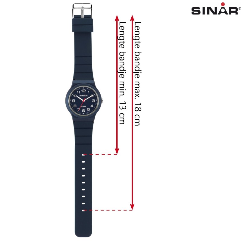 SINAR Analoog Horloge - 34 mm - 13-18 cm - Blauw - XB-18-22