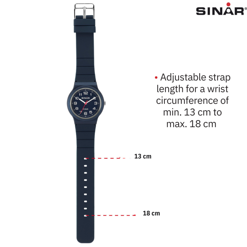 SINAR Watch - Dark Blue - Analogue - 34 mm - 10 Bar - Adjustable Strap 13-18 cm