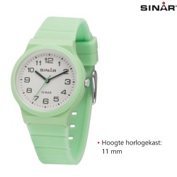 SINAR Horloge - Mint - Analoog - 34 mm - 10 Bar - Verstelbaar Bandje 13-18 cm