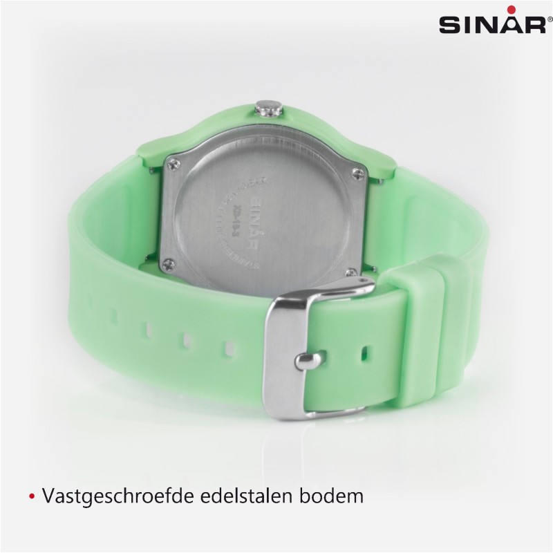 SINAR Horloge - Mint - Analoog - 34 mm - 10 Bar - Verstelbaar Bandje 13-18 cm