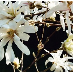 Osira Necklace with Pendant - Gold Coloured - Zirconia - Ø 8 mm - Sun - 22ct Gold Plated - 38/41/44 cm - L20113G