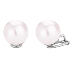 Traveller Clip-on Earrings - Silver coloured - Pearls - 14 mm - Pale Pink - Platinum plated - 702114
