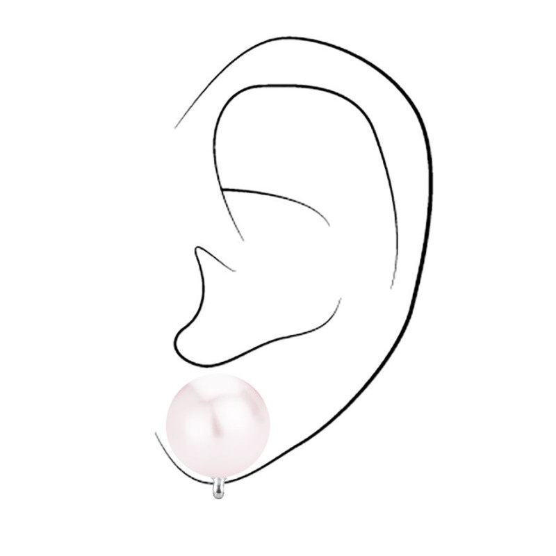 Traveller Clip-on Earrings - Silver coloured - Pearls - 14 mm - Pale Pink - Platinum plated