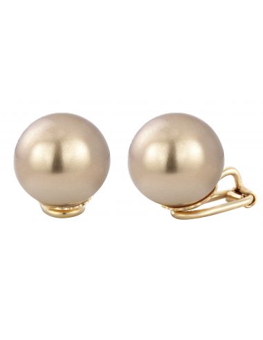 Traveller Clip earrings - 14 mm pearl bronze - 22ct gold plated - 706014