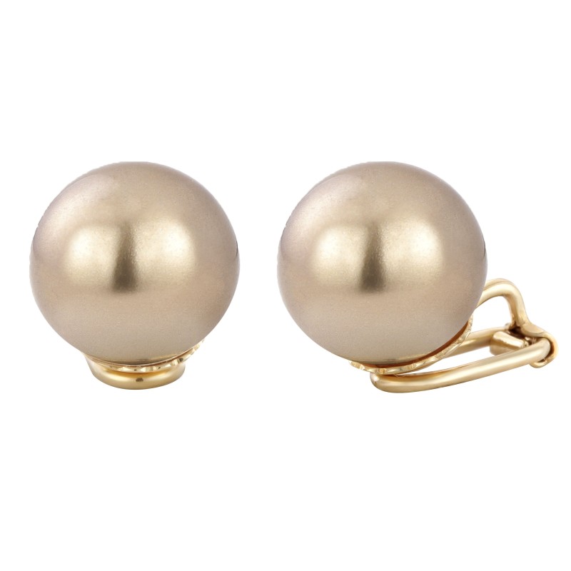 Traveller Clip-on Earrings - 22ct Gold Plated - Pearls - 14 mm - Bronze - 706014