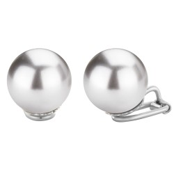 Traveller Clip Oorbellen - Zilverkleurig - Parels - 14 mm - Grijs - Geplatineerd